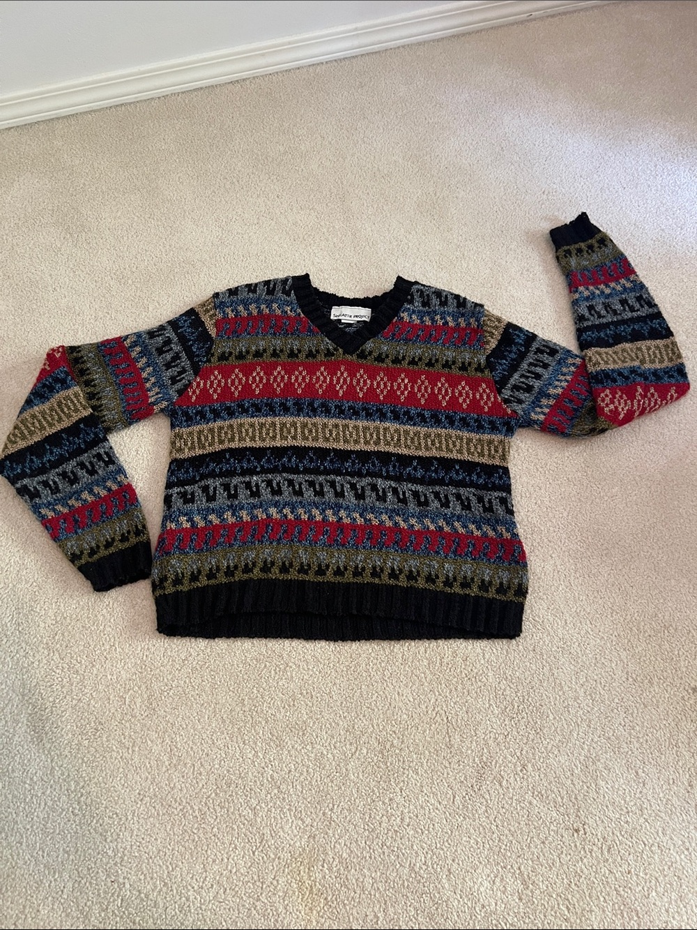 Vintage Project Sweater Co. Fair Isle Knit Sweater | Size Medium | Grandpa Core